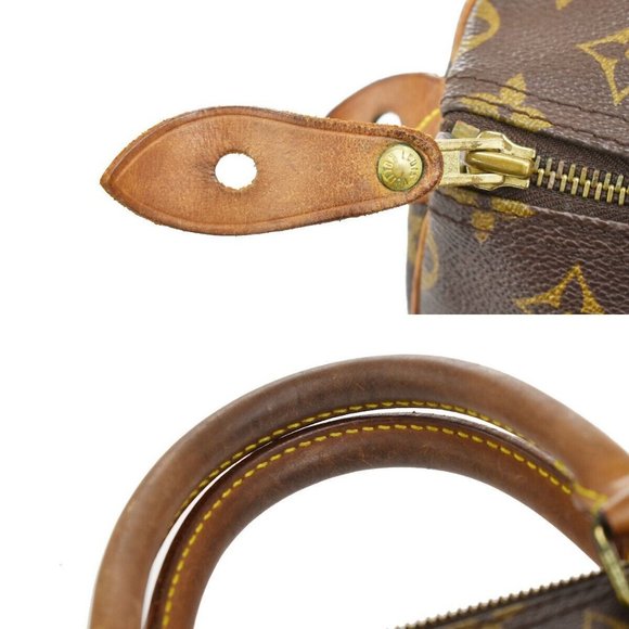 Authentic LOUIS VUITTON Speedy 30 Travel Hand Bag Monogram Leather Brown - Picture 10 of 14